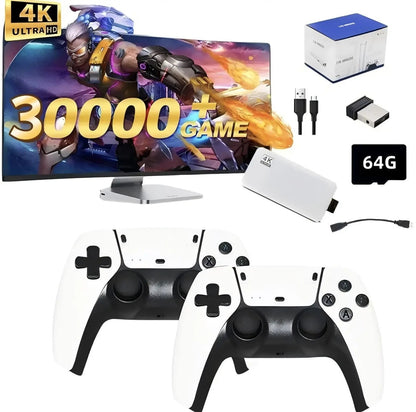 M15 Game Stick 4K, HDMI Plug and Play Video Game Toy with 30000+ Games(128G), with 2.4G Wireless Controllers, Retro Arcade Handheld Emulators for T