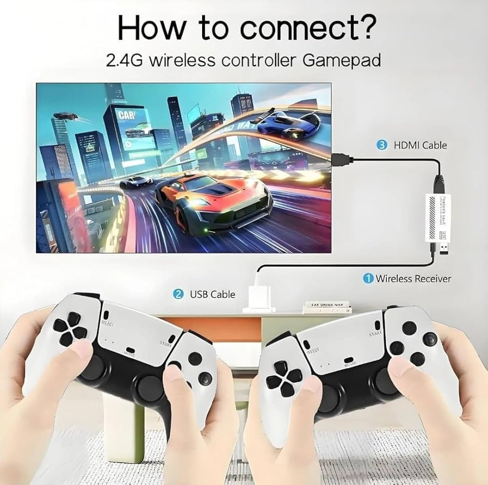 M15 Game Stick 4K, HDMI Plug and Play Video Game Toy with 30000+ Games(128G), with 2.4G Wireless Controllers, Retro Arcade Handheld Emulators for T